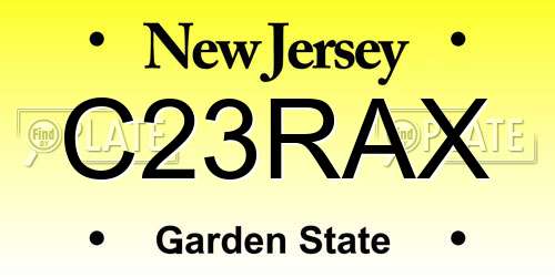 C23RAX New Jersey License Plate