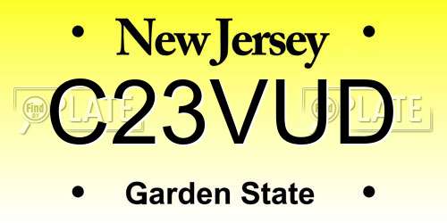 C23VUD New Jersey License Plate