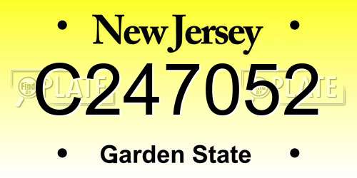 C247052 New Jersey License Plate
