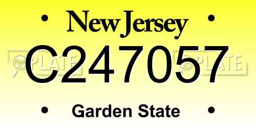 C247057 New Jersey License Plate