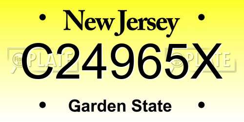 C24965X New Jersey License Plate