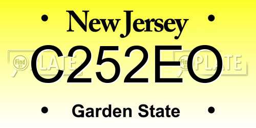 C252EO New Jersey License Plate