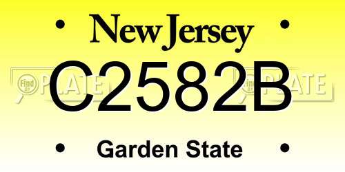 C2582B New Jersey License Plate