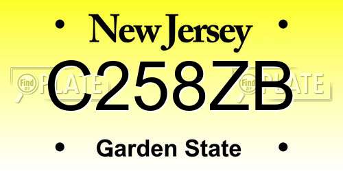 C258ZB New Jersey License Plate