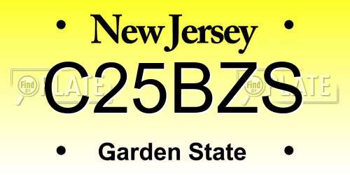 C25BZS New Jersey License Plate