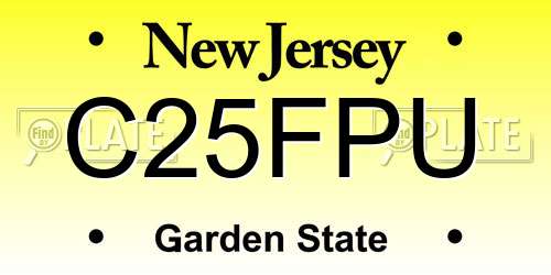 C25FPU New Jersey License Plate