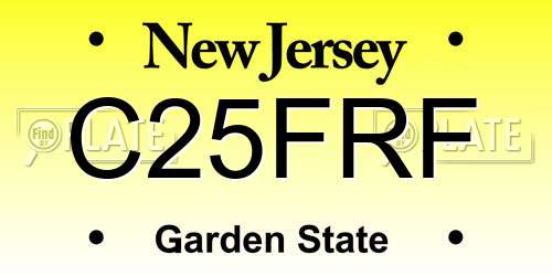 C25FRF New Jersey License Plate