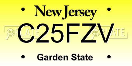 C25FZV New Jersey License Plate