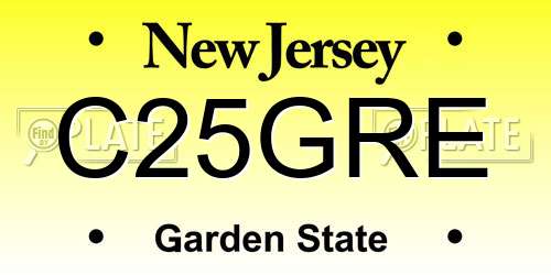 C25GRE New Jersey License Plate