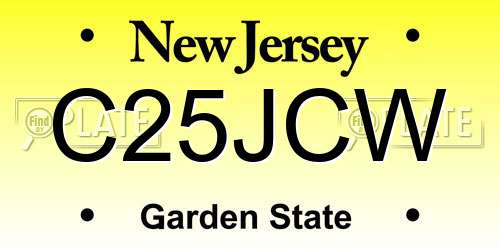 C25JCW New Jersey License Plate