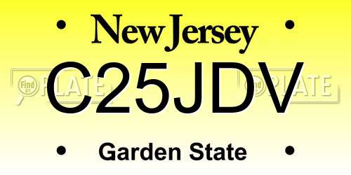 C25JDV New Jersey License Plate