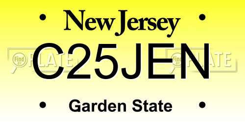 C25JEN New Jersey License Plate