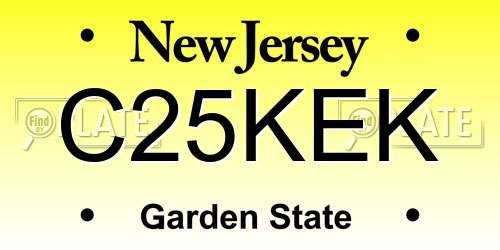 C25KEK New Jersey License Plate