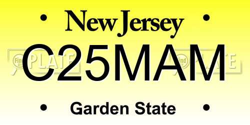 C25MAM New Jersey License Plate