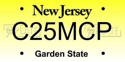 C25MCP New Jersey License Plate