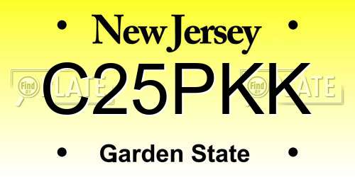 C25PKK New Jersey License Plate