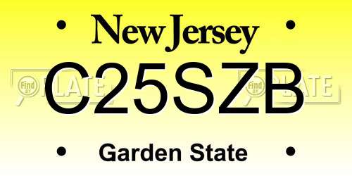 C25SZB New Jersey License Plate