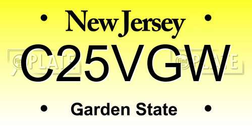 C25VGW New Jersey License Plate