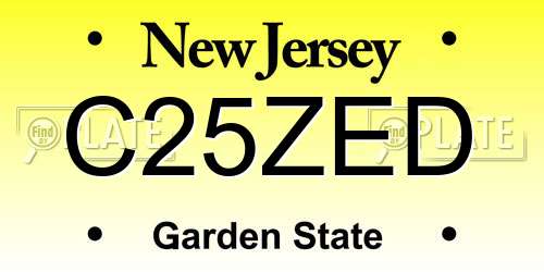 C25ZED New Jersey License Plate