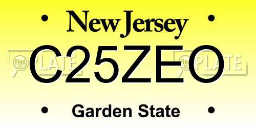 C25ZEO New Jersey License Plate