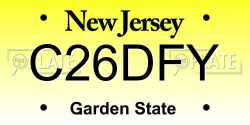 C26DFY New Jersey License Plate