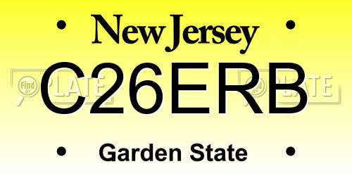 C26ERB New Jersey License Plate