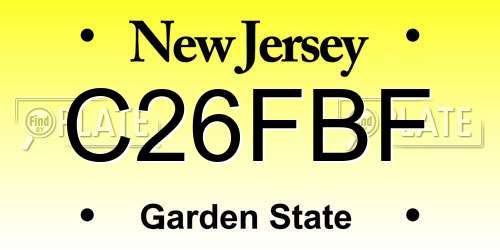 C26FBF New Jersey License Plate