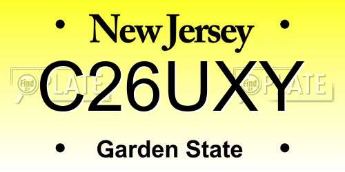 C26UXY New Jersey License Plate