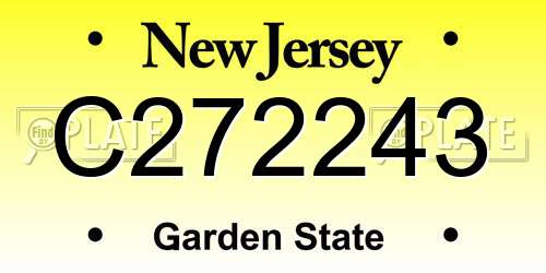 C272243 New Jersey License Plate