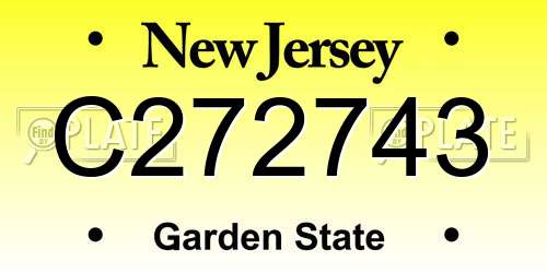 C272743 New Jersey License Plate