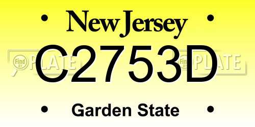 C2753D New Jersey License Plate
