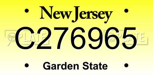 C276965 New Jersey License Plate