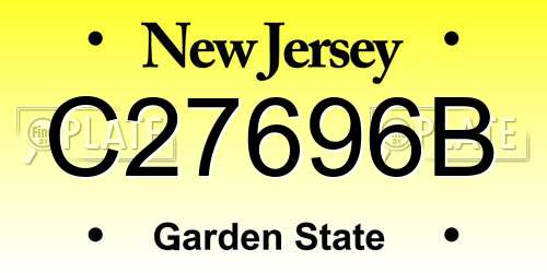 C27696B New Jersey License Plate