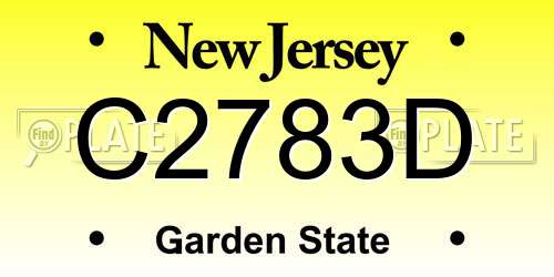 C2783D New Jersey License Plate