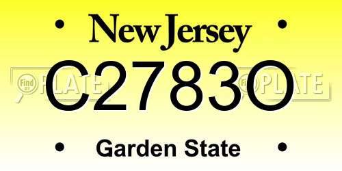 C2783O New Jersey License Plate