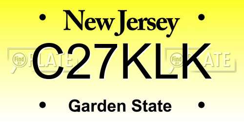 C27KLK New Jersey License Plate