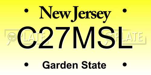 C27MSL New Jersey License Plate