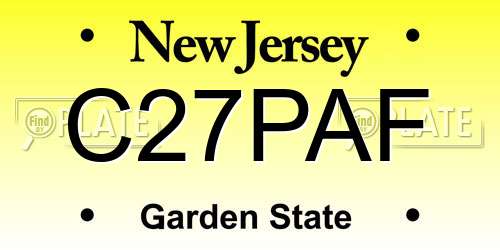 C27PAF New Jersey License Plate