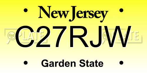 C27RJW New Jersey License Plate