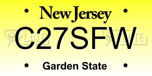 C27SFW New Jersey License Plate