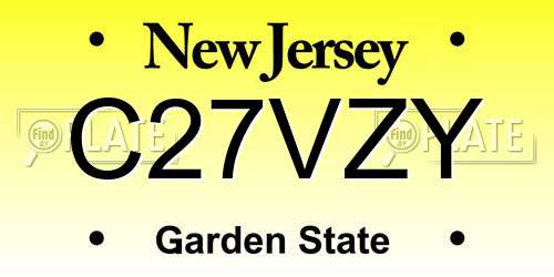C27VZY New Jersey License Plate