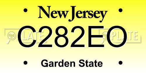 C282EO New Jersey License Plate