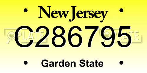 C286795 New Jersey License Plate