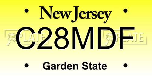 C28MDF New Jersey License Plate