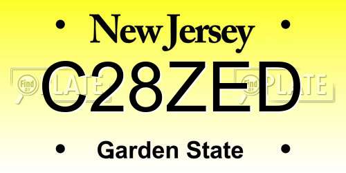 C28ZED New Jersey License Plate