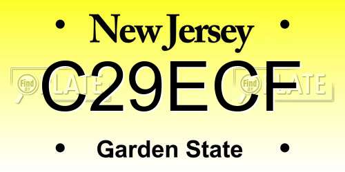 C29ECF New Jersey License Plate