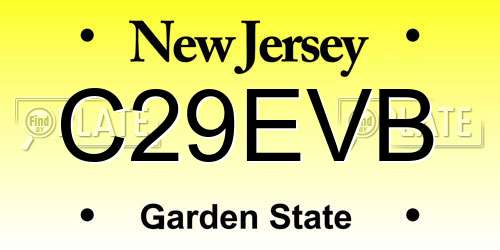 C29EVB New Jersey License Plate