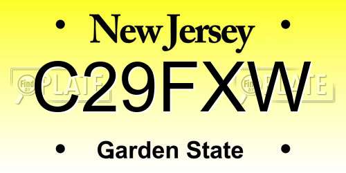C29FXW New Jersey License Plate