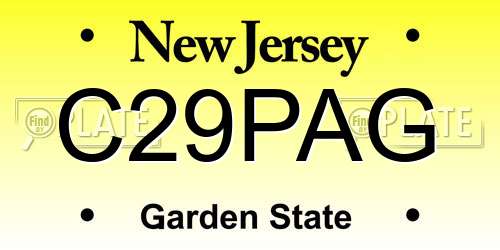 C29PAG New Jersey License Plate
