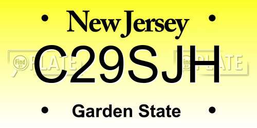 C29SJH New Jersey License Plate